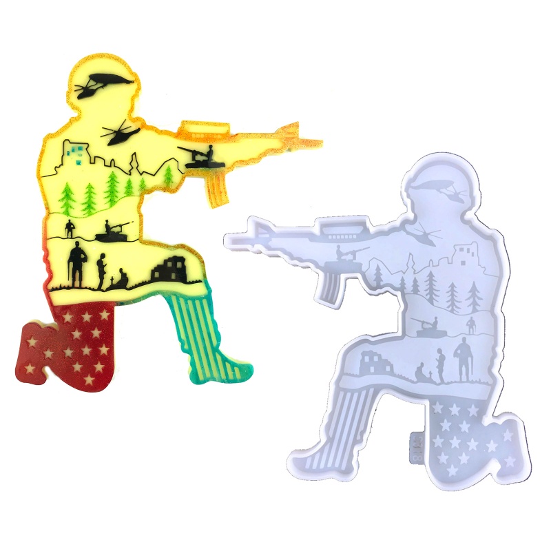 Khuôn Làm Móc Khóa / Xà Phòng Hình Người Lính Bằng Nhựa Resin Màu Trắng / Xanh Dương DIY