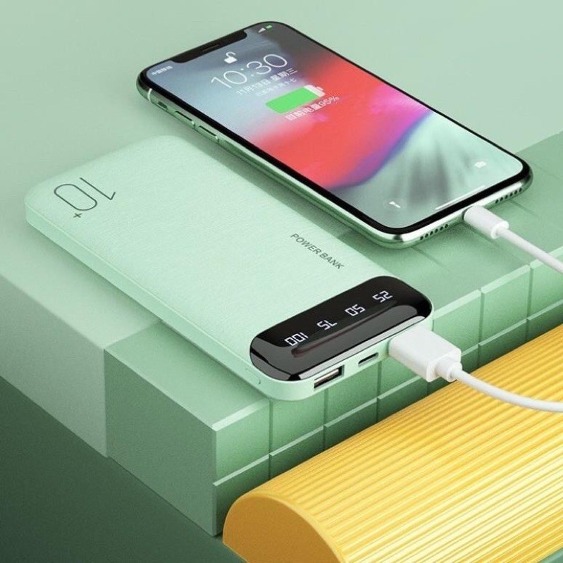 Sạc Dự Phòng 10000mAh Kết Cấu Vỏ Nhám Màu Macaron Hỗ Trợ Sạc 3 Thiết Bị Cùng Lúc