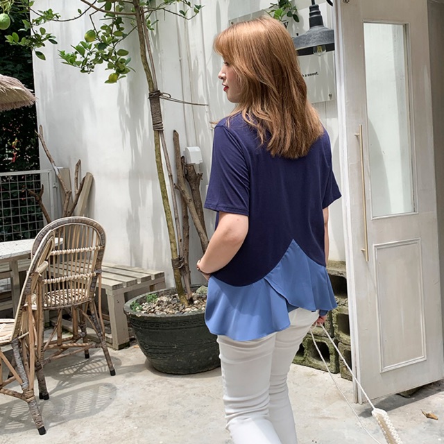 Áo thun big size lưng phối voan bèo size lớn cho người béo mập 65-100kg