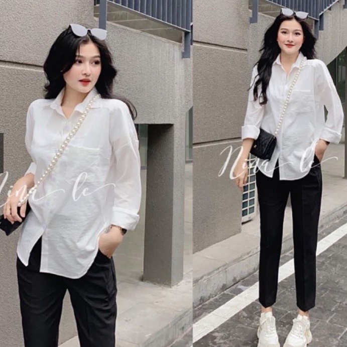 Áo Sơ Mi Trắng Chất Đũi Tay Dài Vạt Tôm Chất Vải Mát Có Túi Áo Sơ Mi Kiểu Form Rộng Đi Học Dễ Phối Đồ Phong Cách Hàn Đẹp