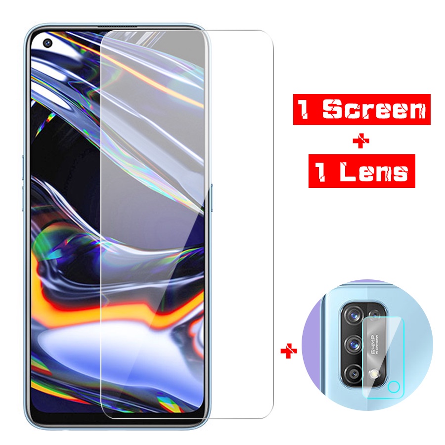 2 trong1 HD Mặt trước và Bảo Vệ Camera Kính Cường lực Bảo Vệ Màn Hình cho Realme 7 7i 6 6i 5 5i 3 Pro Xt C2 C3 C11 C12 C17 Chống vết dầu Mặt trước Miếng dán màn hình
