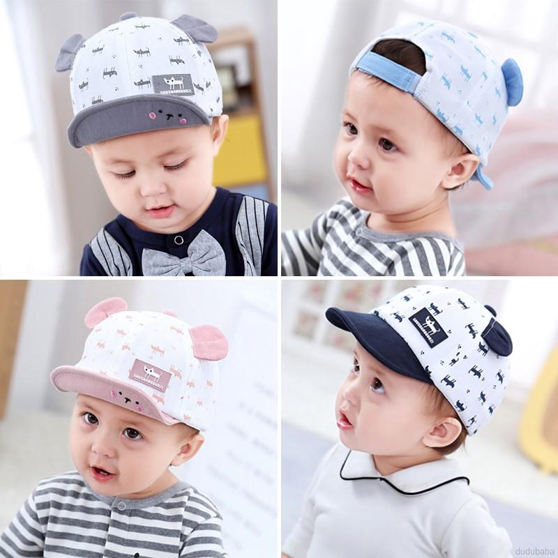 Mũ bóng chày chống nắng có lưỡi trai lật in hình hoạt họa đáng yêu cho bé