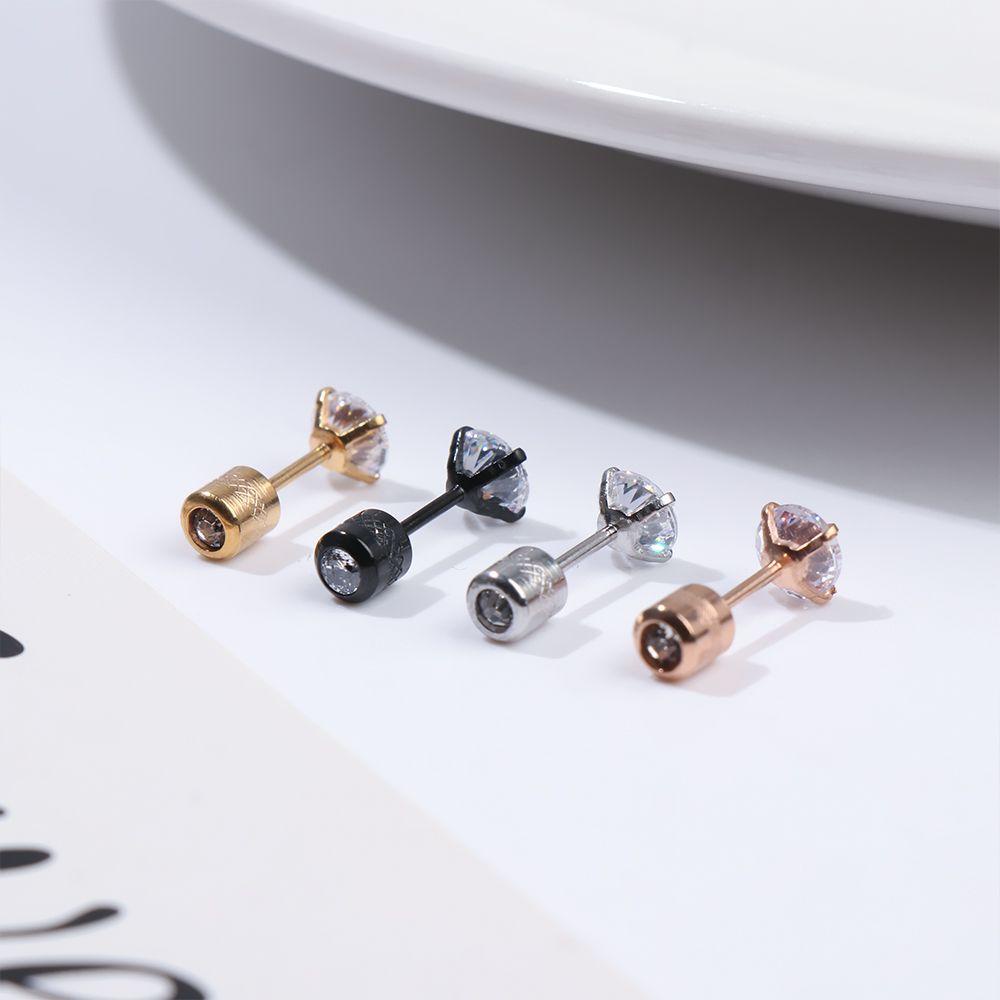 CACTU Khuyên Tai Tròn Đính Đá Zirconia 2-6mm 2-6mm