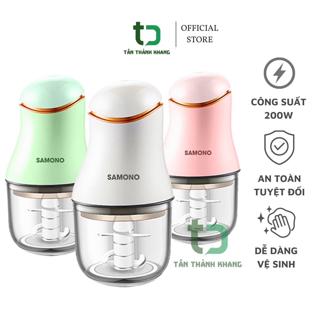 Máy Xay Thực Phẩm Mini Đa Năng Samono Sw099, Xay Thịt Tỏi Ớt Công Suất Lớn 200w - Bh 12 Tháng