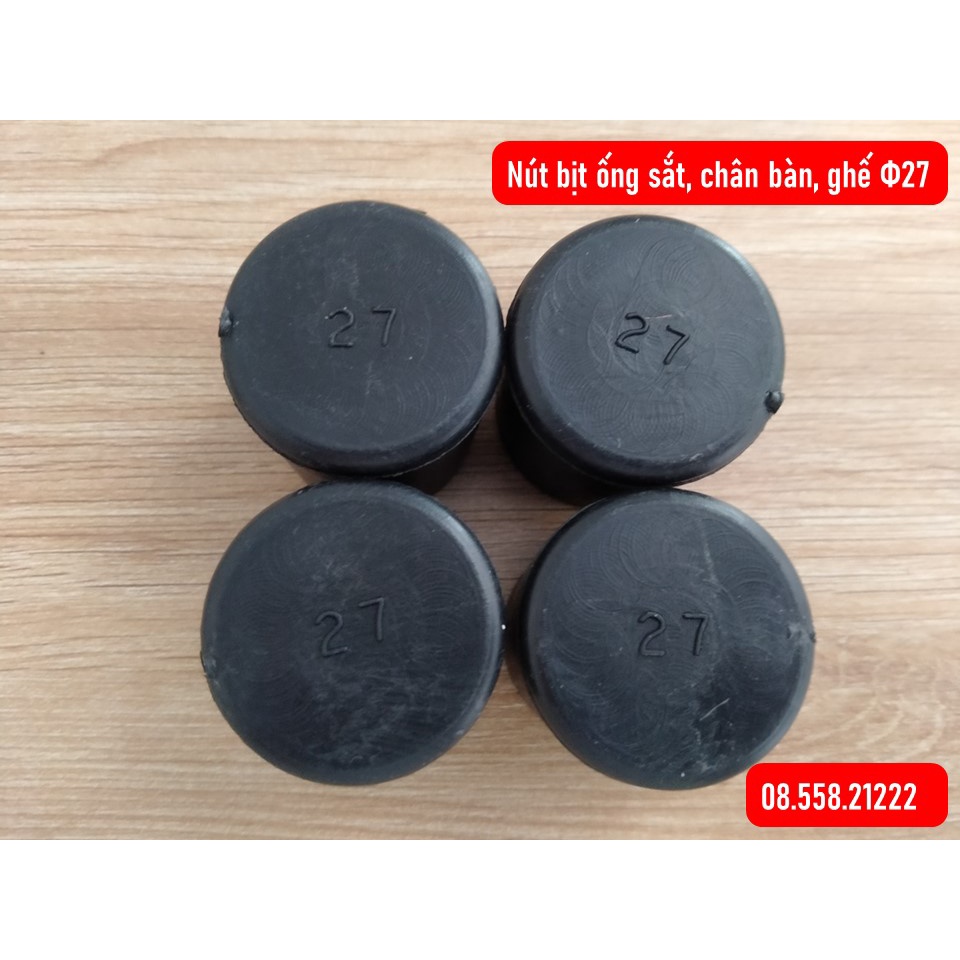 Nút cao su tròn phi 27 gắn chân ghế, chân bàn, bịt ống sắt, inox. Chống ồn, trầy xước gạch, đá, sàn gỗ