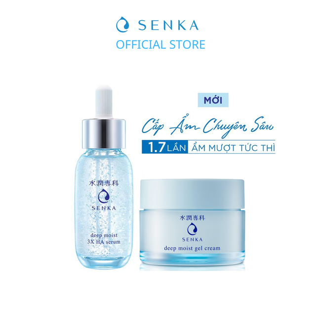 Bộ đôi Serum dưỡng ẩm - chống lão hóa và Mặt nạ ngủ cấp ẩm chuyên sâu SENKA DEEP MOIST 3X HA SERUM 30ML &amp; GEL CREAM 50G