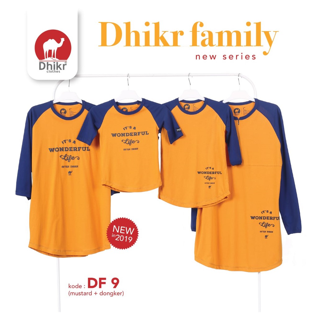 Áo Thun Gia Đình Dhikr & Sabr Saarimbit In Mustard-Navy Df 9