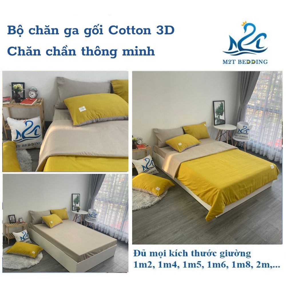 Bộ chăn ga gối Cotton TC M2T BEDDIND Luxury chăn chần bông thông minh drap giường đủ kích thước đệm và màu sắc