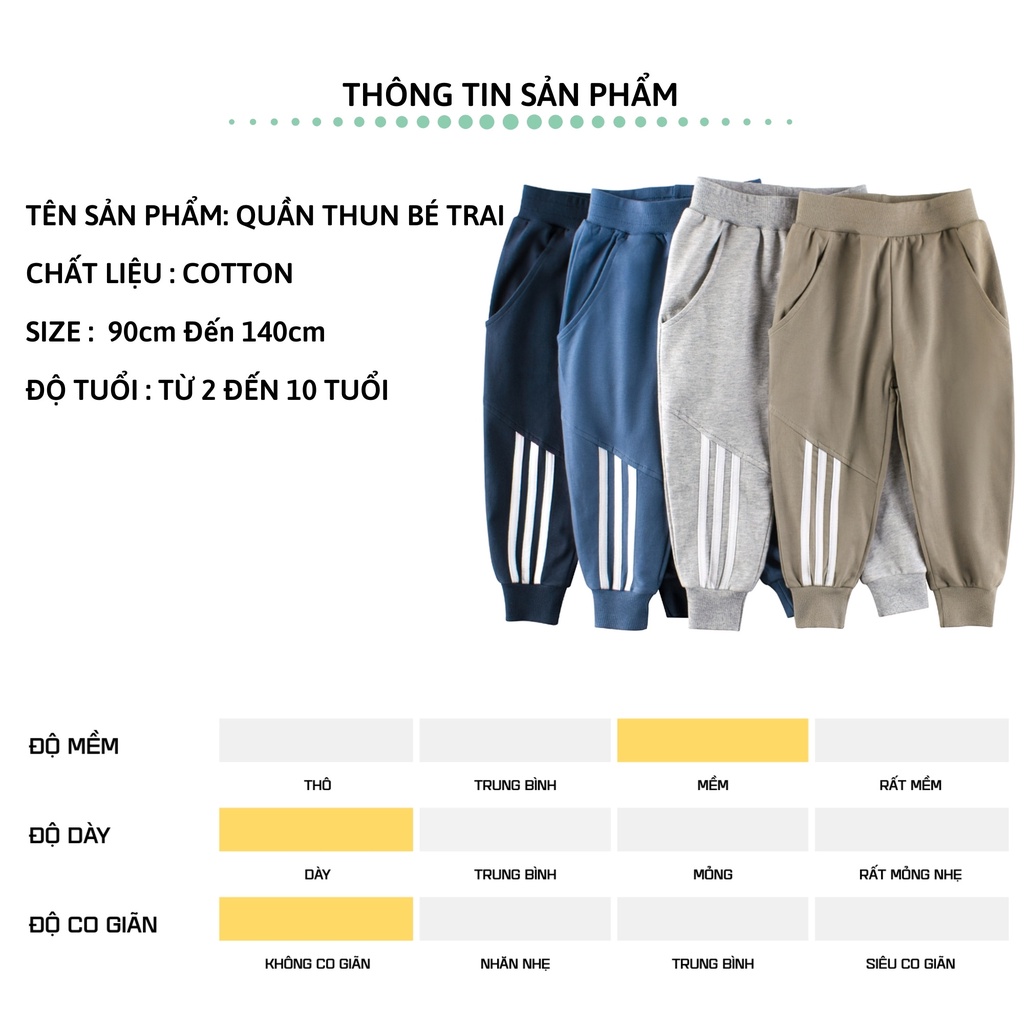 Quần thun dài bé trai 27Kids Quần thu đông nam 100% Cotton cho trẻ từ 2-10 tuổi BLPE3