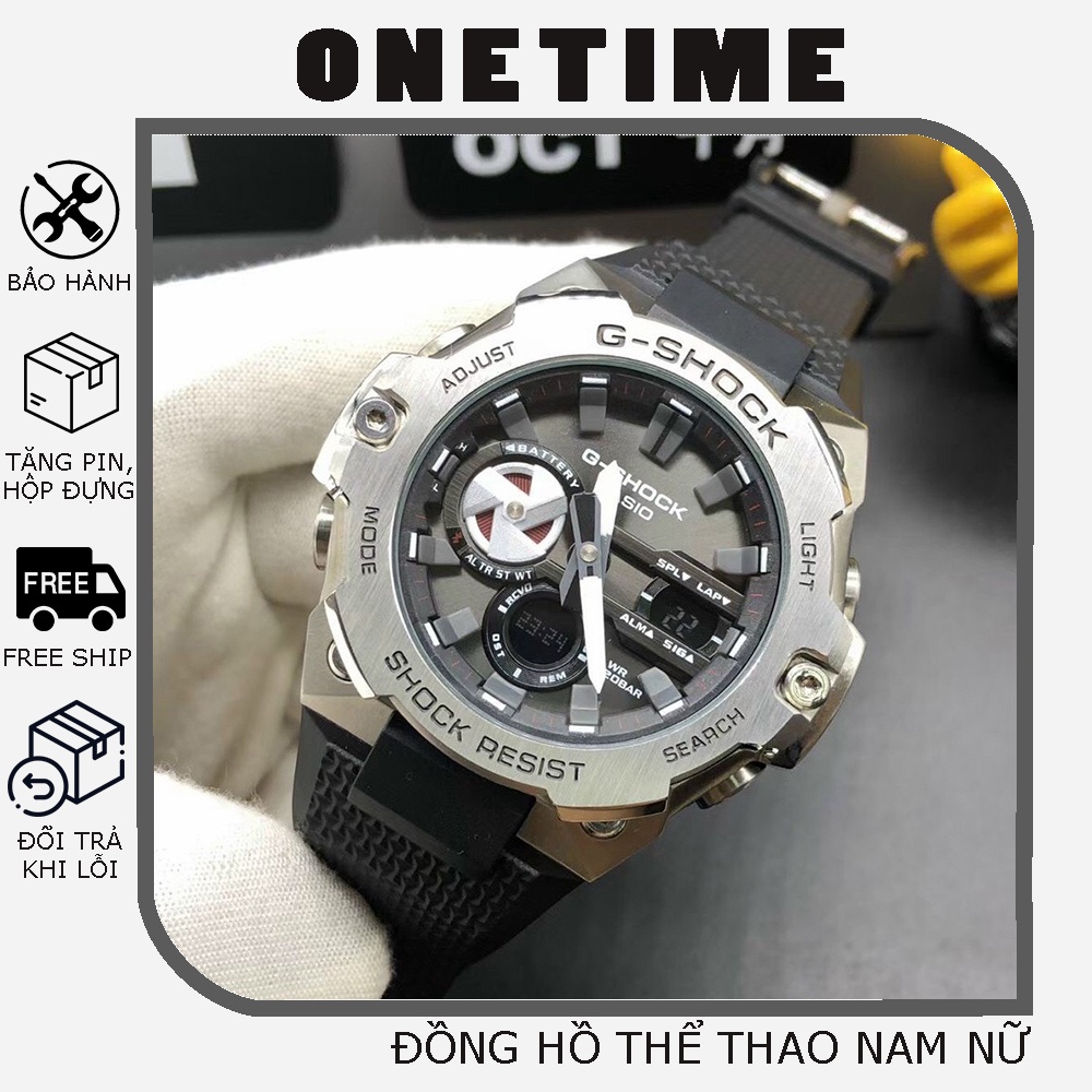 Đồng hồ nam G-shock GST-B400 OneTime vỏ thép màu bạc dây cao su đen cao cấp