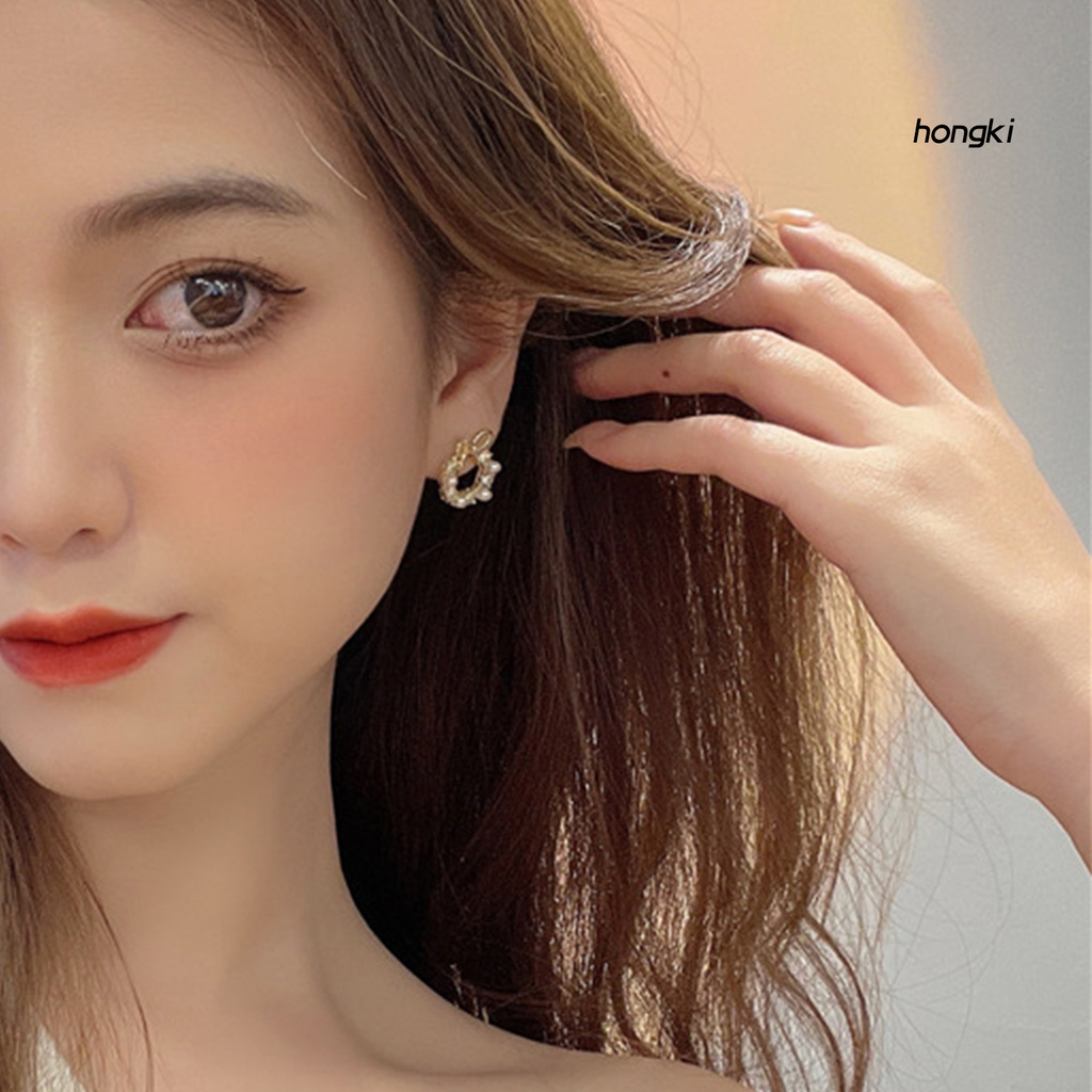 Đôi Khuyên Tai Hình Nơ Đính Ngọc Trai Xinh Xắn