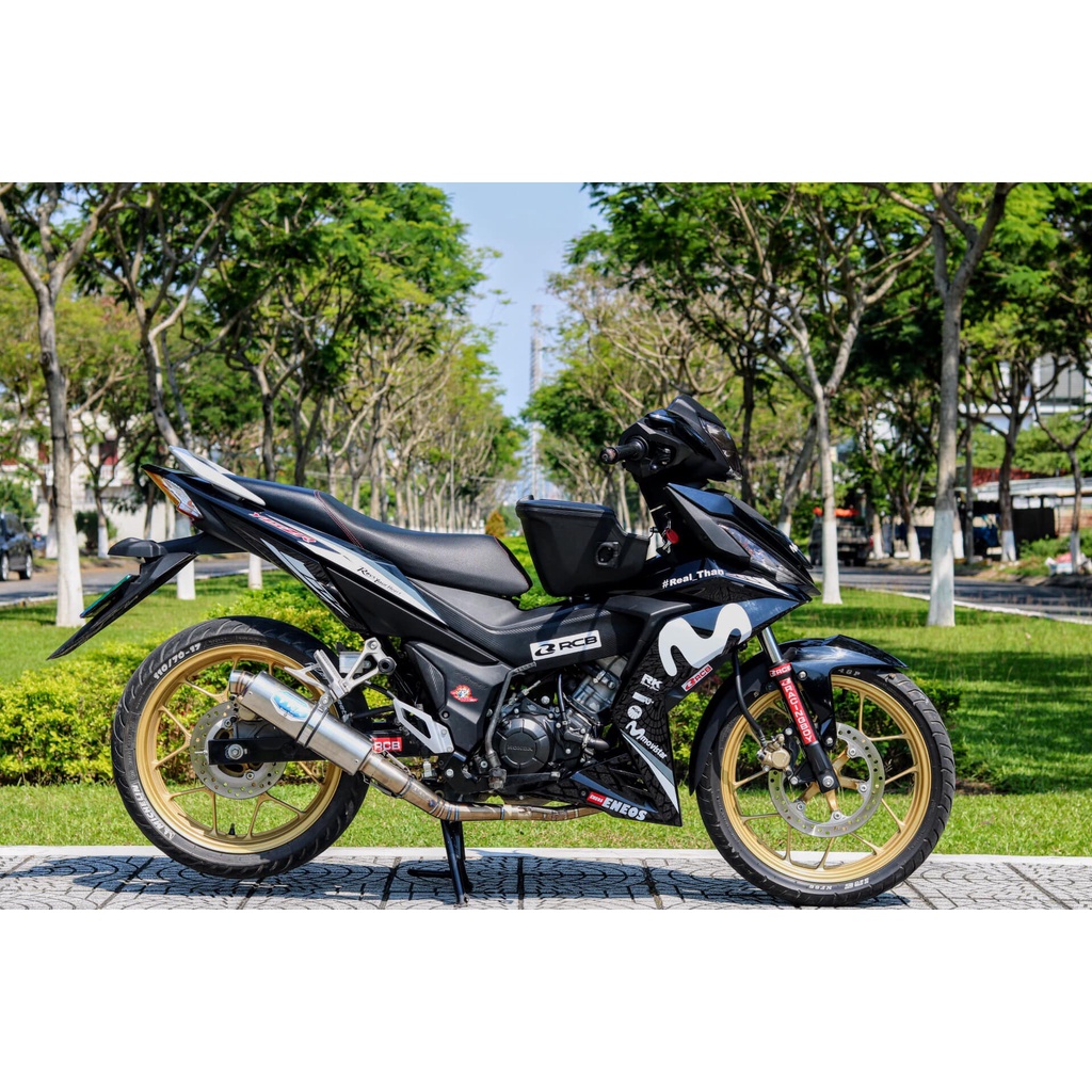 Tem /decal Rời Dán Xe Winner V1 Mẫu Movistar Trắng Đen Thời Thượng, Hàng 3 Lớp Chất Lượng Cao