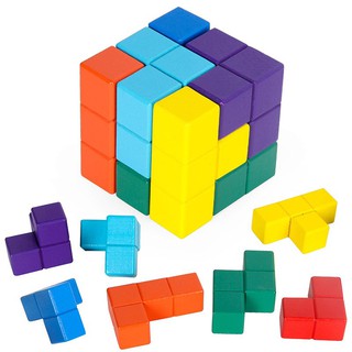 Đồ Chơi Gỗ Thông Minh Xếp Khối Vuông Tư Duy Logic (Từ 7 Khối Ghép)