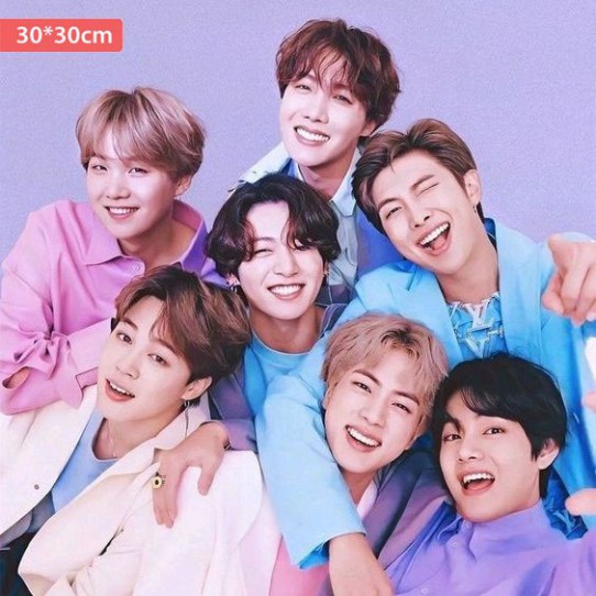 Tranh đính đá tự làm, tranh gắn đá 5D tự hoàn thành thủ công DIY 30*30cm (BTS-ARMY)