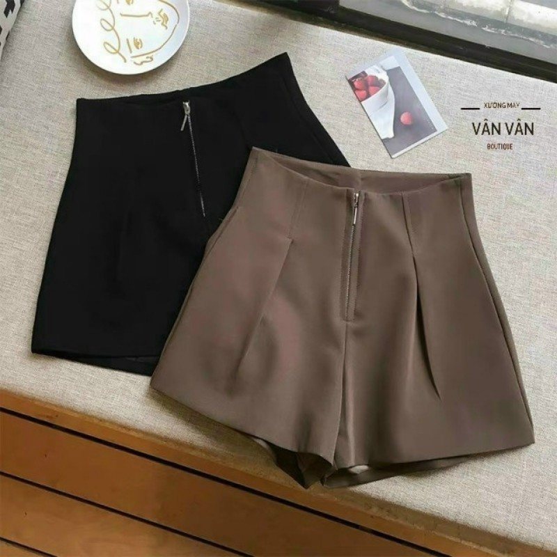 Quần short đùi nữ lưng cao khóa trước nhôm cạp liền hot [ẢNH THẬT] | BigBuy360 - bigbuy360.vn