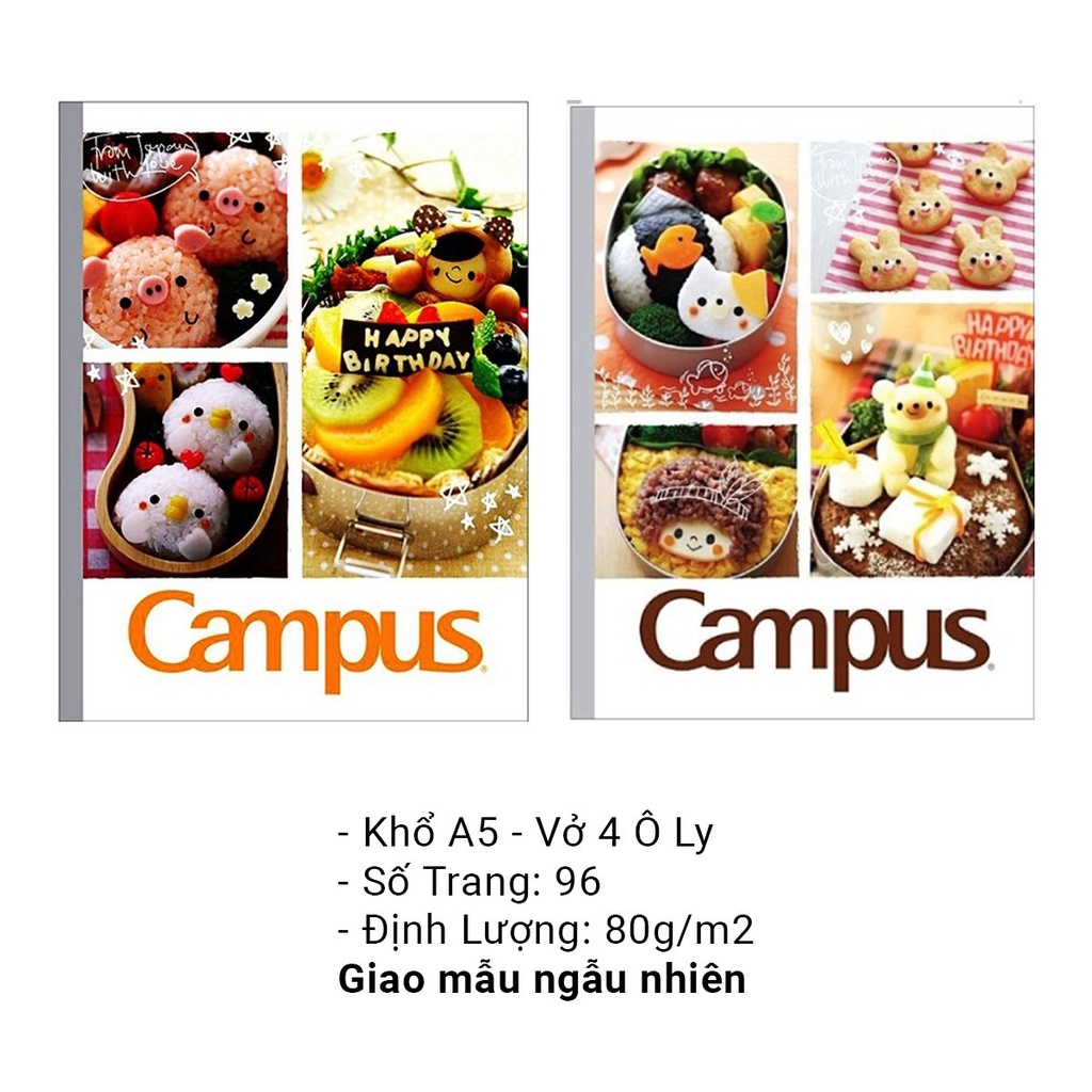 Vở Campus 4 Ô Ly Khổ A5 96 Trang