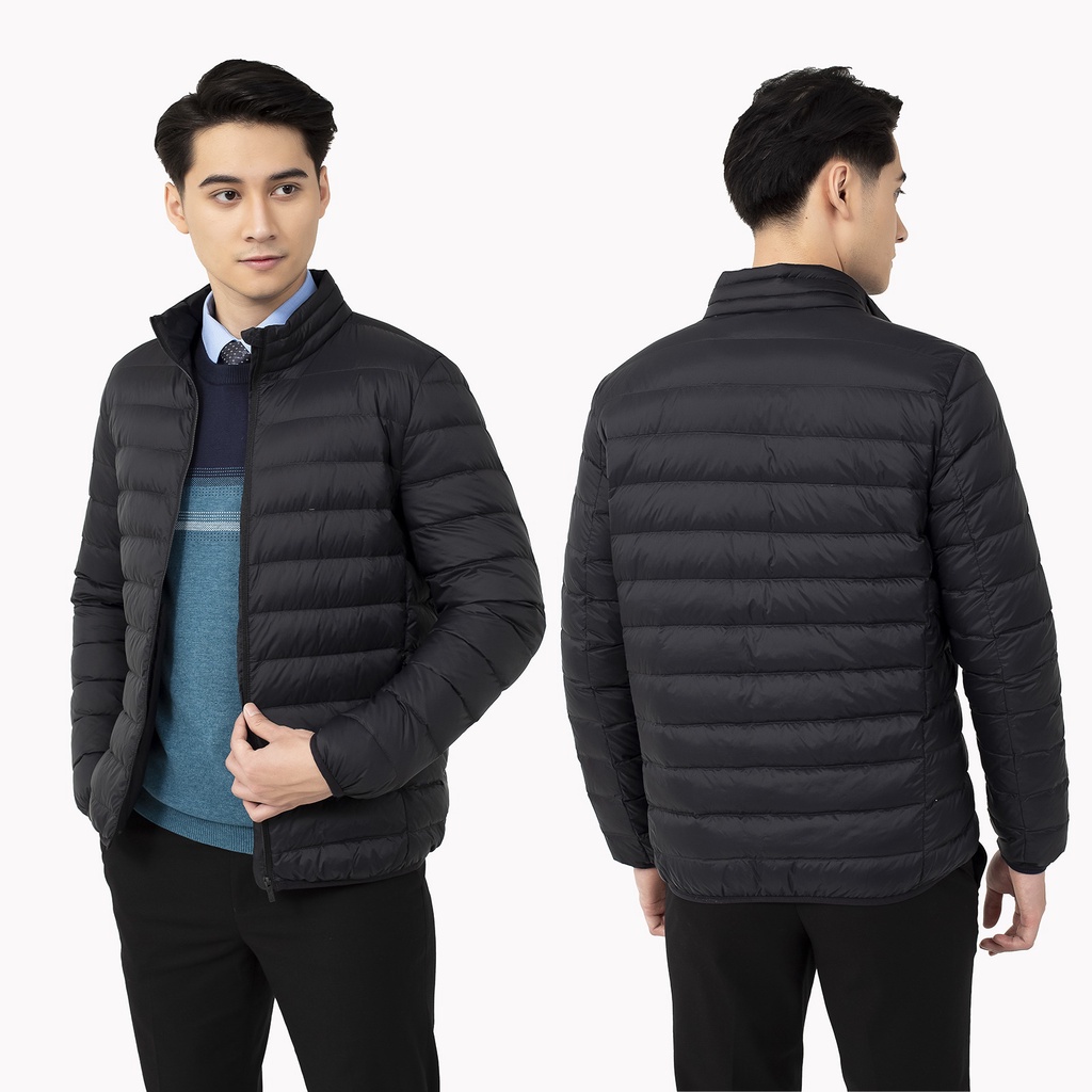 Áo khoác nam Áo phao lông vũ Jacket Nam Aristino AJK018W1 Khoác Gió dáng Regular fit cổ trụ basic bo chun gấu và tay áo