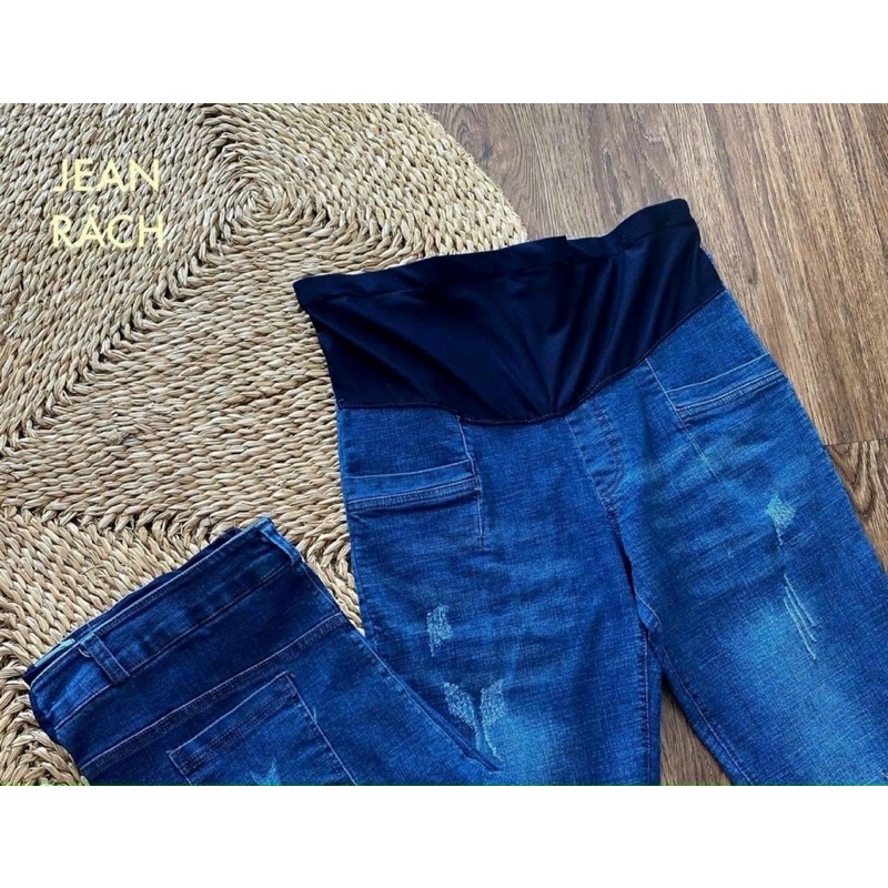 QUẦN BÒ BẦU DÀI MÀU XANH - QUẦN JEANS DÀI BẦU