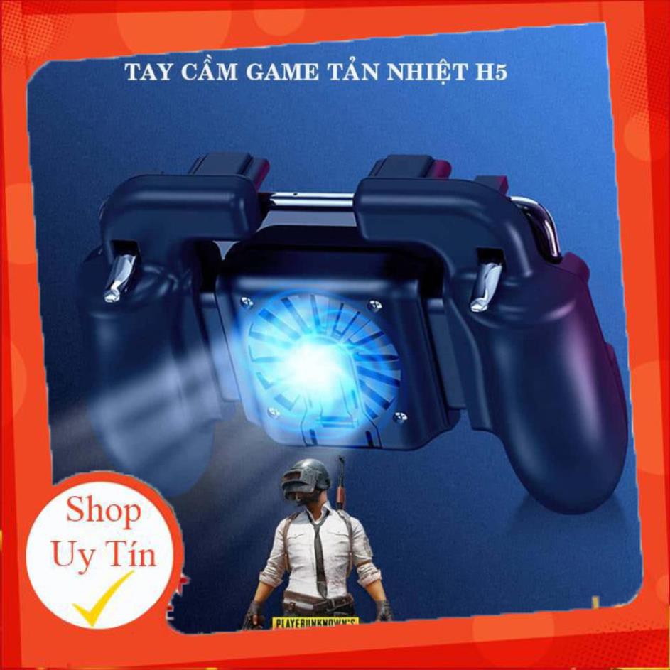 Tay cầm chơi game H5 có quạt tản nhiệt hỗ trợ chơi game PUBG, RoS, Free Fire ...