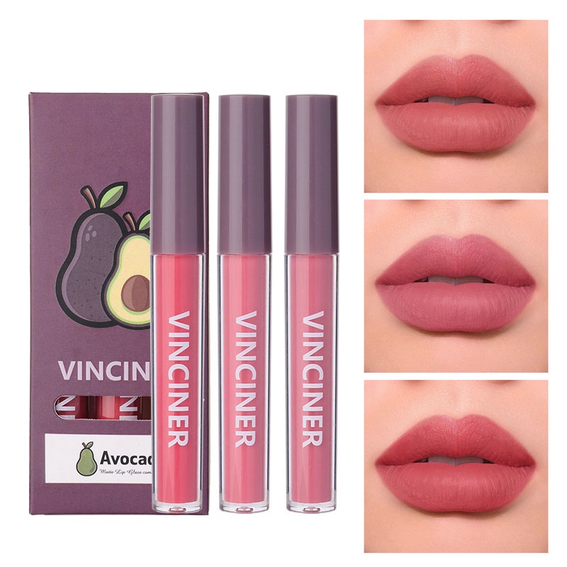 Bộ 3 Son Kem Màu Nhung Lì Tự Nhiên Lâu Trôi Không Thấm Nước