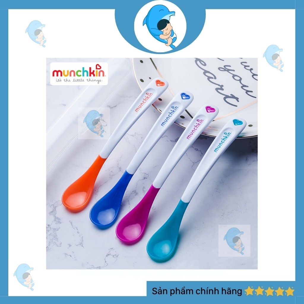 Thìa Mềm Silicon Báo Nóng Munchkin - Muỗng Báo Nóng Munchkin Cho Bé Ăn Dặm An Toàn Tiện Lợi