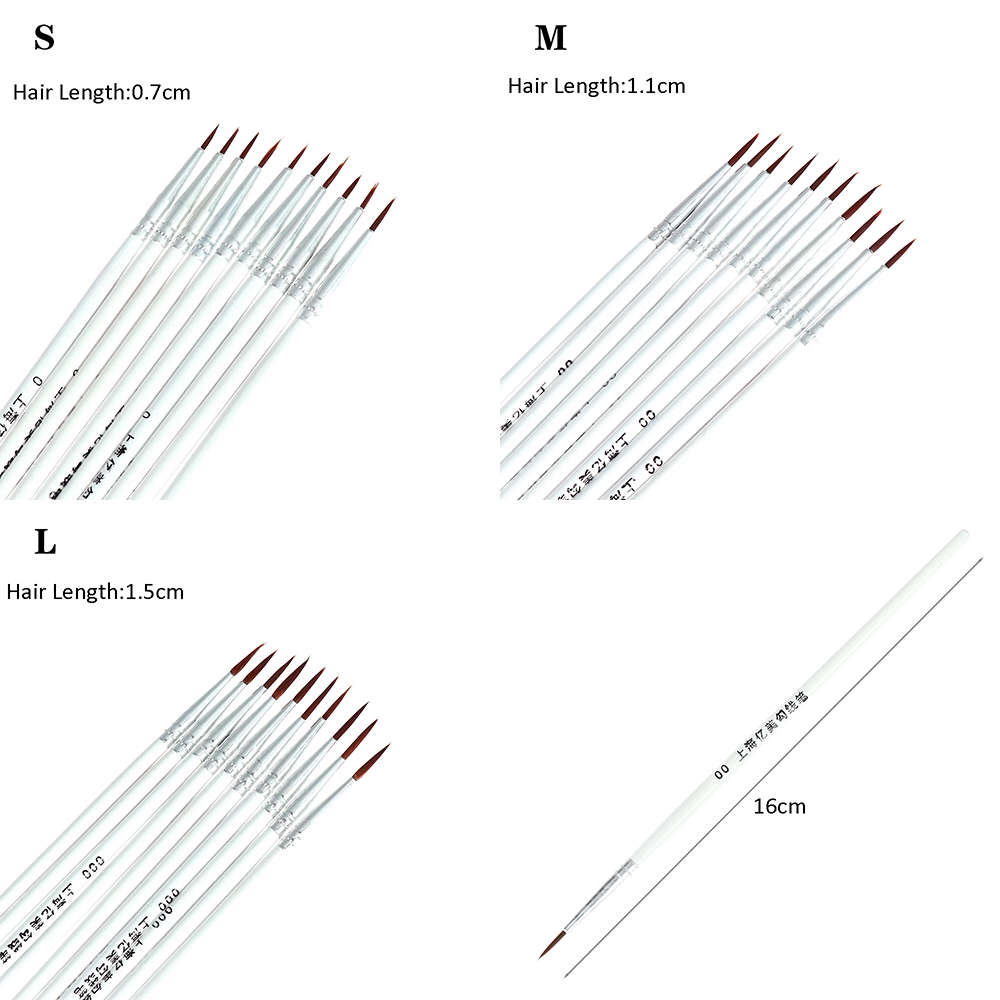 Bộ 10 cây cọ vẽ nét mảnh bằng nylon & acrylic