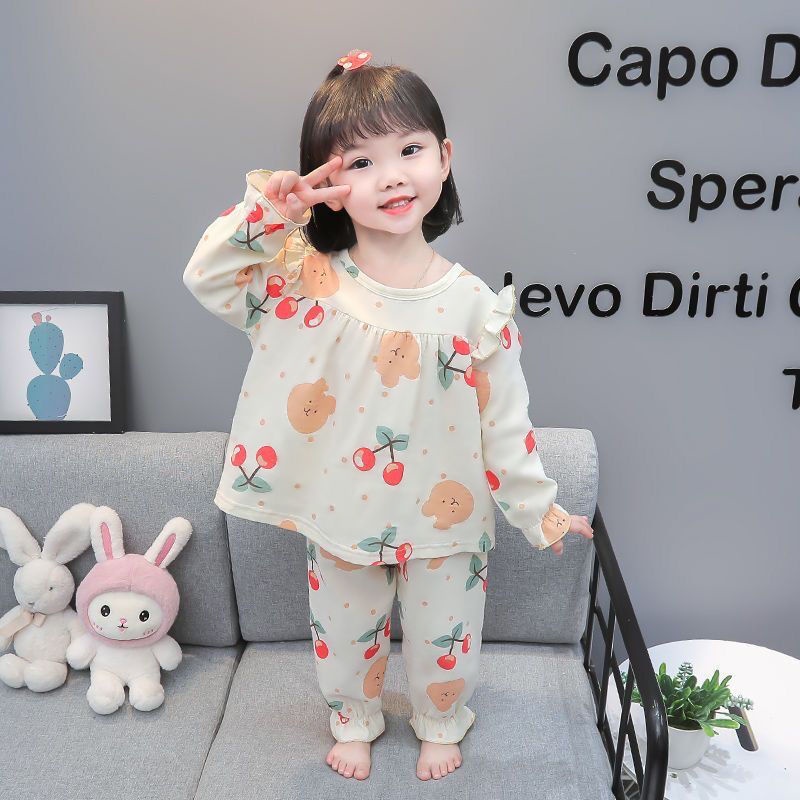 ✨Hàng Có Sẵn✨ Bộ Đồ Ngủ Tay Dài Phong Cách Công Chúa Dễ Thương Dành Cho Bé Gái