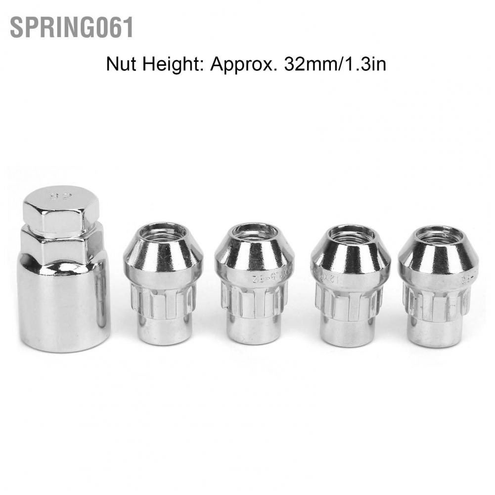Spring061 4PCS Car Wheel Nut Locks M12x1.5MM 32MM Height Steel Universal Automobile Components
