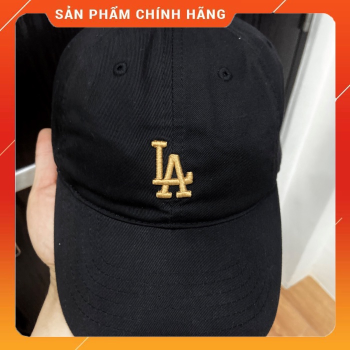 Mũ Nón MLB Đen Logo NY LA Trắng Gold Hàng Xuất Xịn