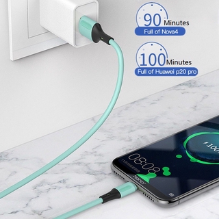 3A Type C/ Lightning/ Micro USB Cable Liquid Soft Silicone Super Fast Charging Data Cable