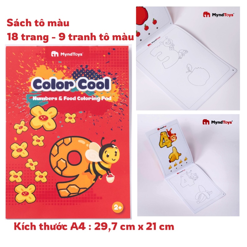 Đồ Chơi Giáo Dục, Bộ xếp Hình MyndToys My First Puzzle - Numbers &amp; Food Dành Cho Các Bé Trên 2 Tuổi