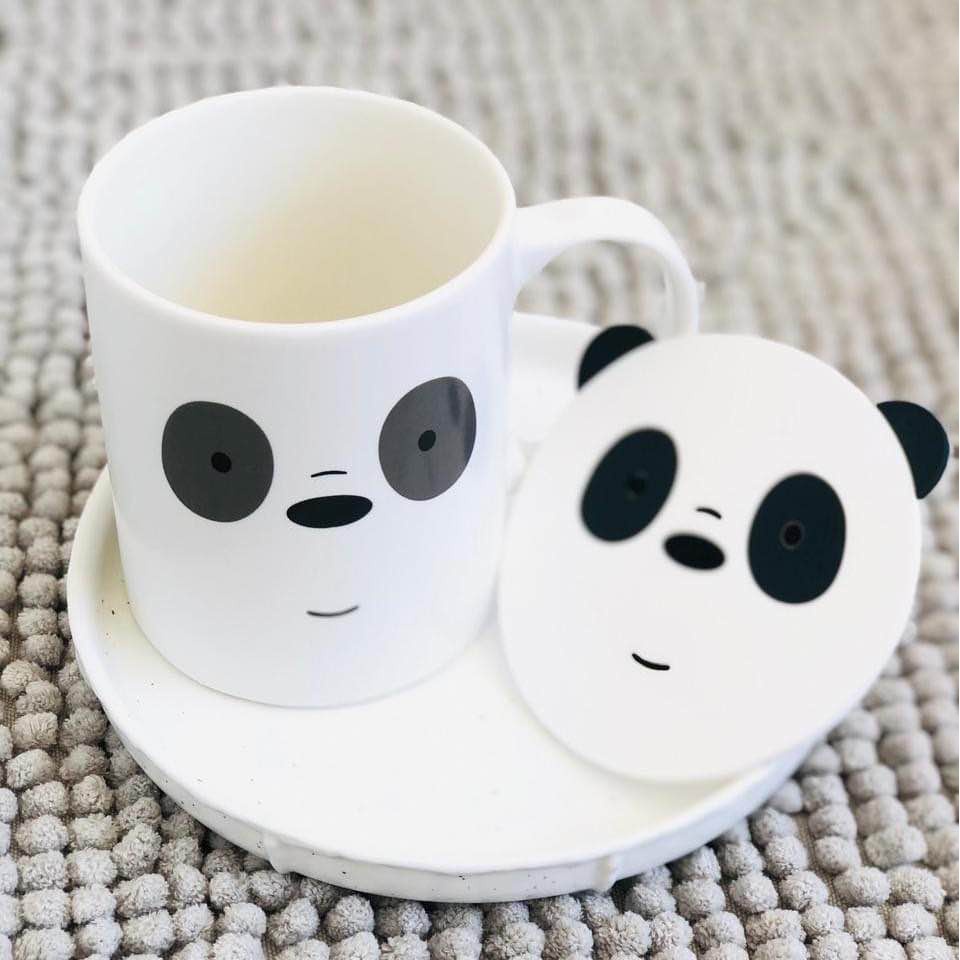 Cốc sứ Miniso phiên bảng We Bare Bears x Miniso đáng yêu kèm miếng lót ly