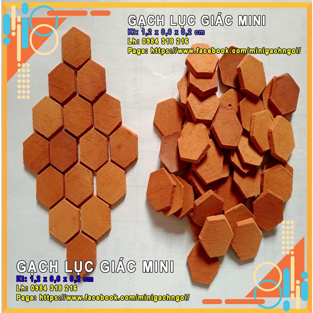 Gạch lát nền lục giác Mini  trang trí hồ tép cảnh, thủy sinh,xây nhà mini, mô hình tiểu cảnh