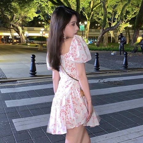 [MURIOKI] Đầm Ngắn In Hoa Tay Phồng Phong Cách Pháp Thời Trang Cho Nữ