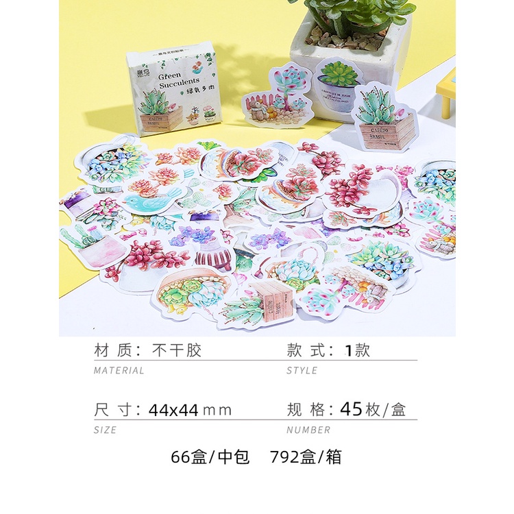 Set 45 Miếng Dán Trang Trí Điện Thoại / Laptop / Sổ Tay Họa Tiết Dễ Thương Cho Bé Gái