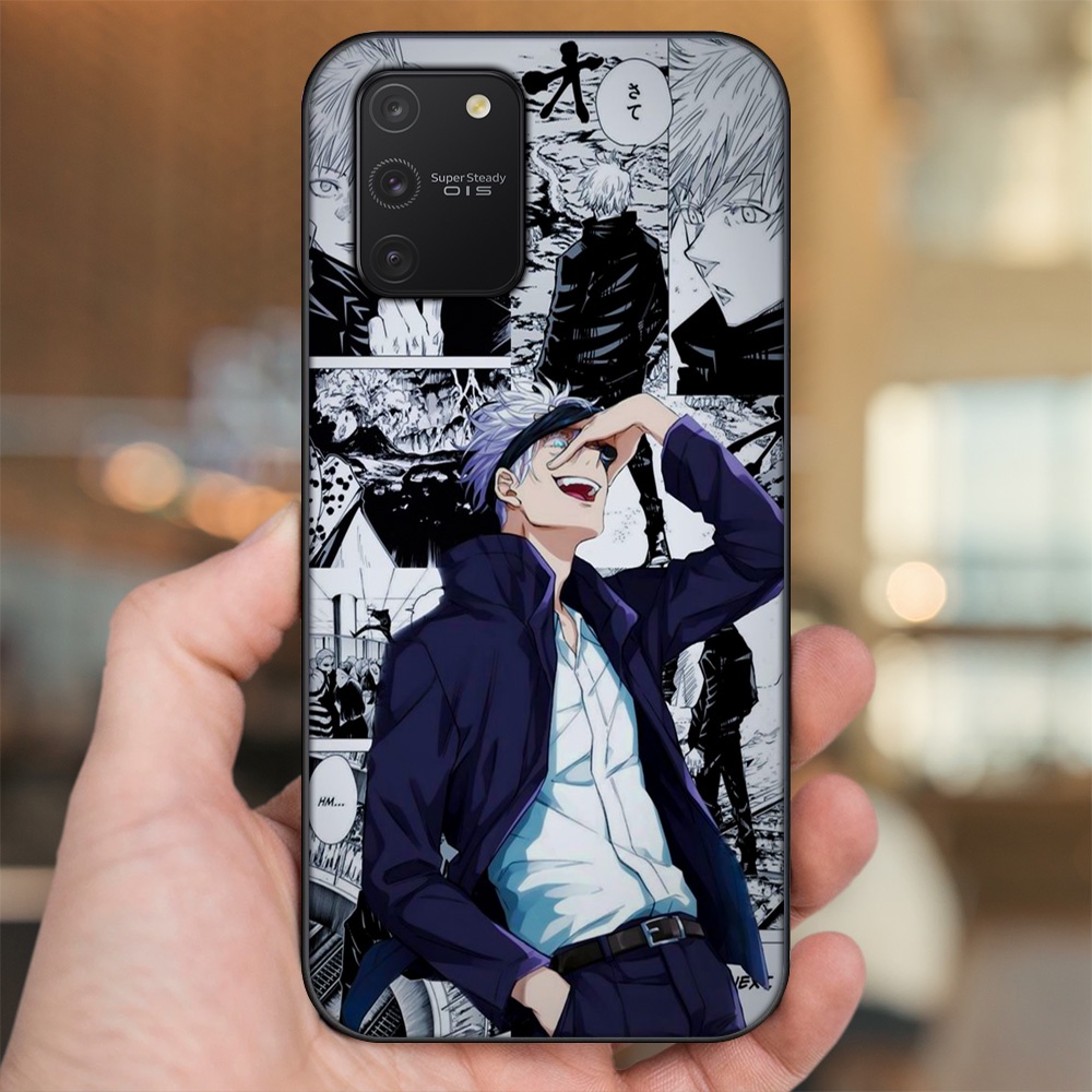 Ốp lưng Samsung S10 Lite viền đen in hình Satoru Jujutsu Kaisen