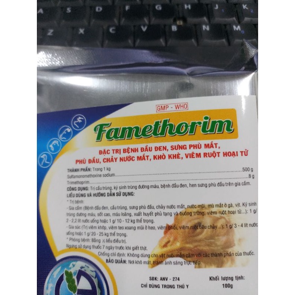 Famethorim 100 gram trộn vào thức ăn hsd 13/01/2023