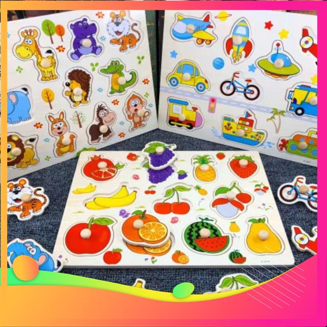 Bảng ghép hình núm gỗ nhiều chủ đề cho bé, chữ cái, chữ số MSP81755