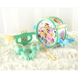 (Xanh, Hồng) Bộ 5 món đồ chơi trống, kèn cho bé