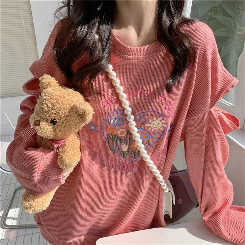 Áo Sweater Tay Dài Dáng Rộng Thêu Họa Tiết Kiểu Hàn Quốc Thời Trang Xuân Thu Cho Nữ 2021 | BigBuy360 - bigbuy360.vn