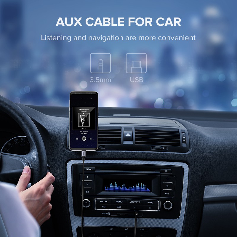 Dây cáp chuyển đổi UGREEN cổng Type C sang 3.5mm AUX 1m cho Huawei Mate 20 P30 Oneplus 7 Pro Xiaomi Mi 6 8 9 SE