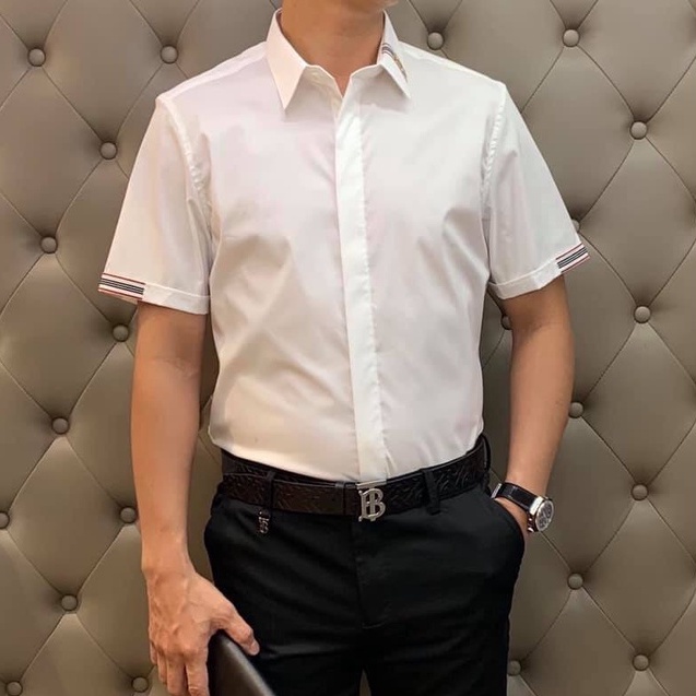 Áo sơ mi Nam Nữ ⚡ CAO CẤP ⚡ Sơ mi Tay ngắn Burberry On web 1-1 Check tay – District 13