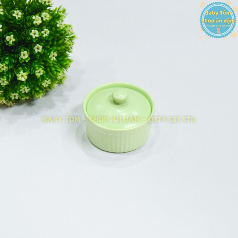 Bát ăn dặm gốm sứ Ramenkin có nắp 120ml NPP Baby Tôm