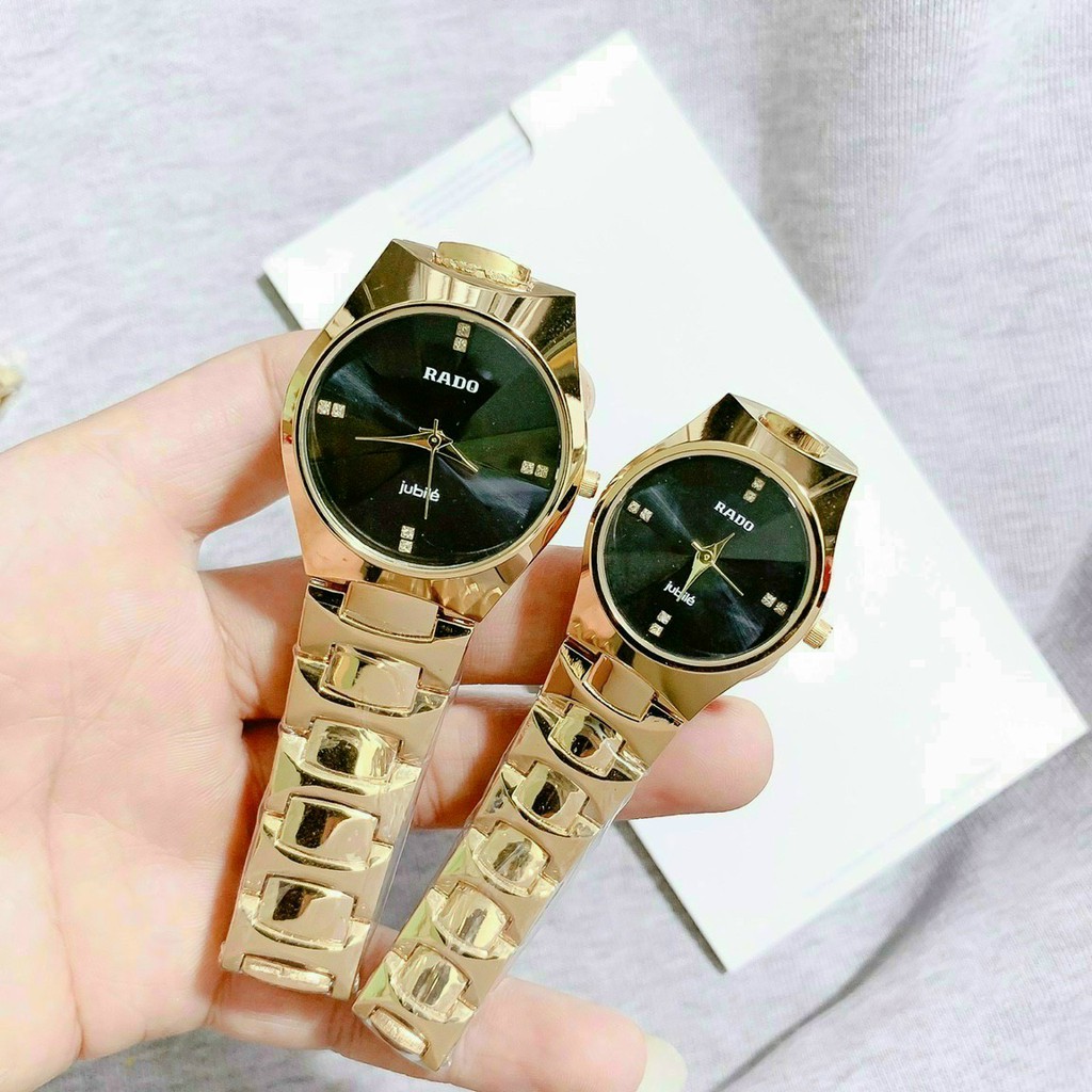 Đồng hồ cặp đôi nam nữ unisex, đồng hồ đeo tay dây kim loại RADO mặt tròn, siêu bền đẹp, thời trang cao cấp giá rẻ