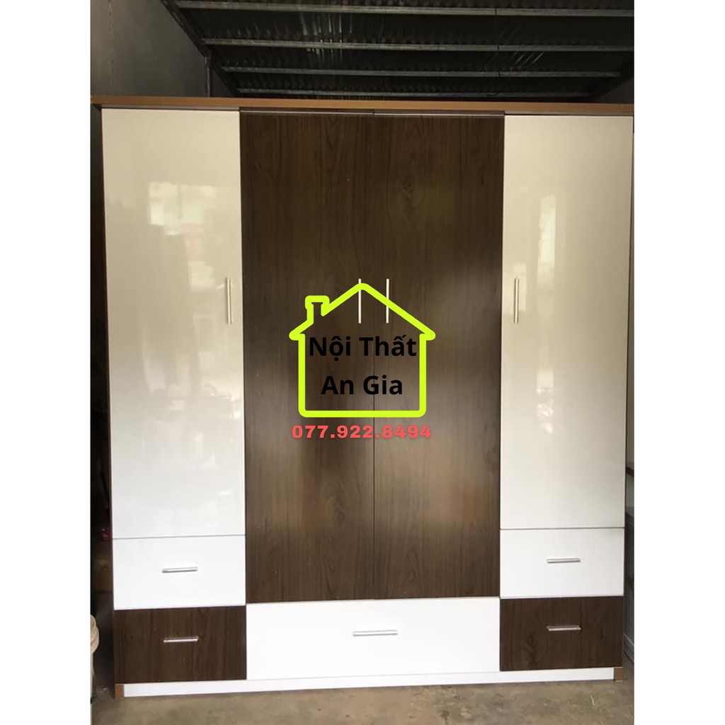 Tủ nhựa đài loan 4 cánh 2 ngăn kéo 164 *185*47  chịu lực tốt, nội thất gia đình