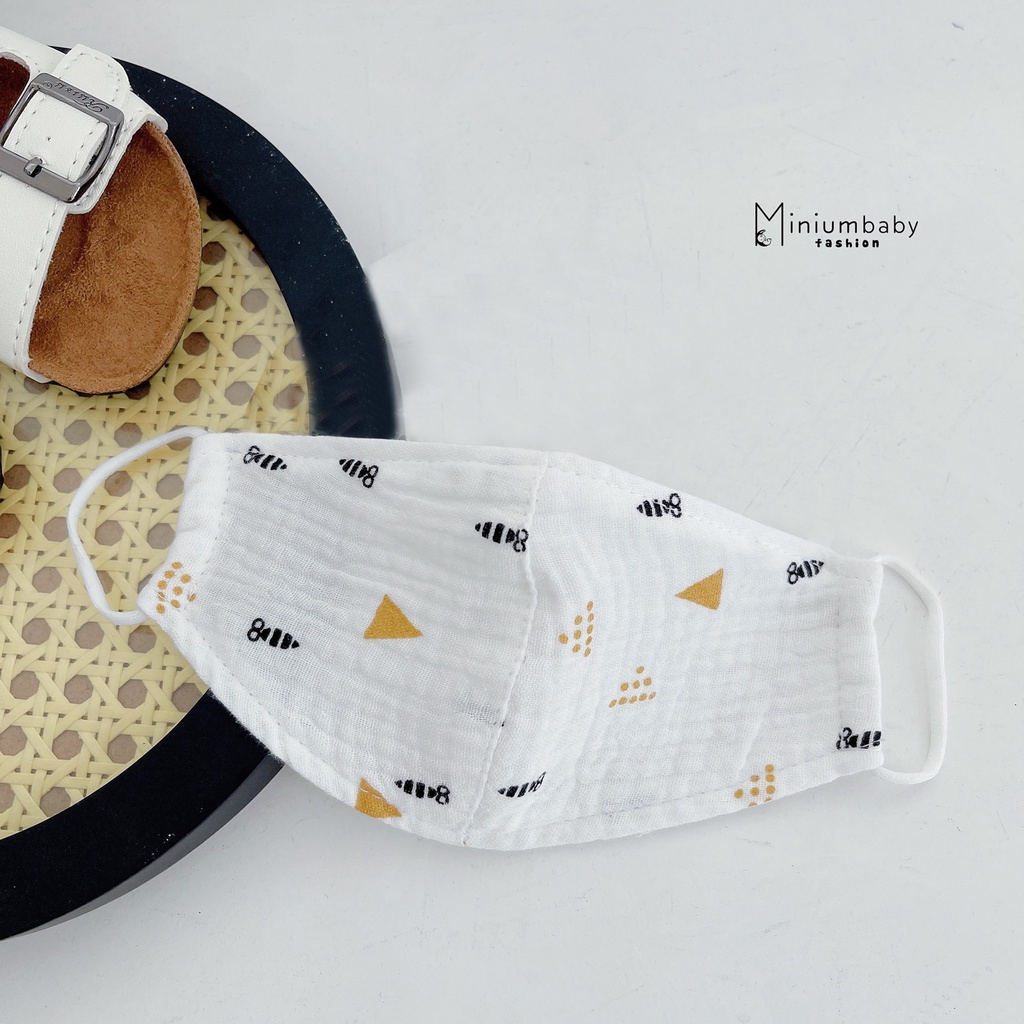 Khẩu trang vải cho bé chất liệu xô muslin mềm thoáng, MINIUMBABYFASHION KC1151