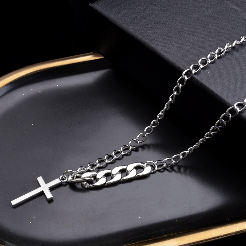 SUXI Vòng cổ choker thiết kế sợi xích mặt chữ thập thời trang cá tính