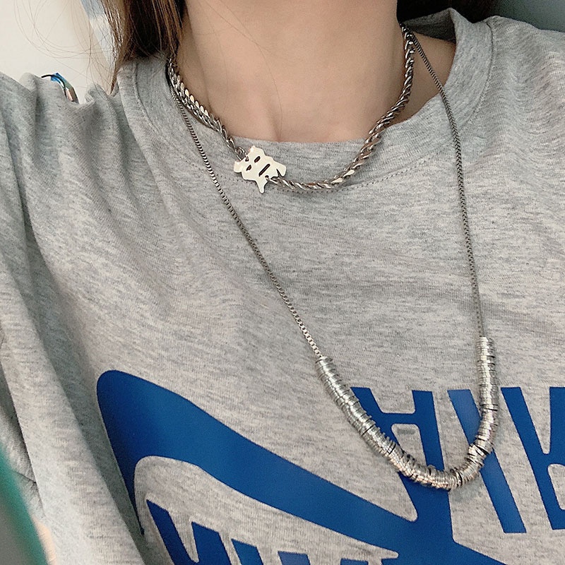 Vòng cổ Thép Titan Mặt Chữ Thời Trang Hip Hop