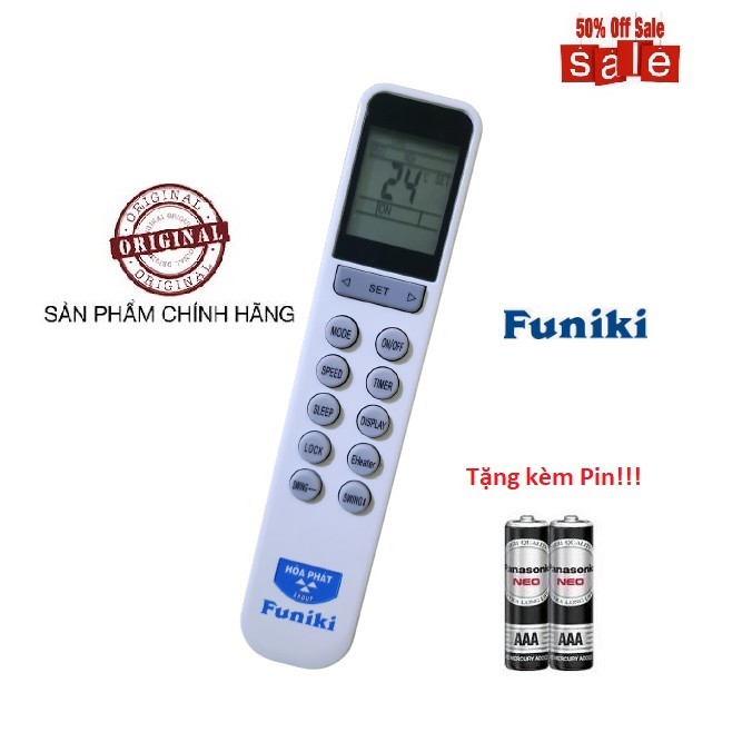 Remote Điều khiển điều hòa Funiki- Hàng chính hãng theo máy mới 100% Tặng kèm Pin!!!