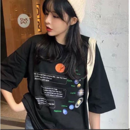 Áo thun unisex from rộng cổ tròn tay lỡ freesize 38 - 70kg đen dãy thiên hà | BigBuy360 - bigbuy360.vn
